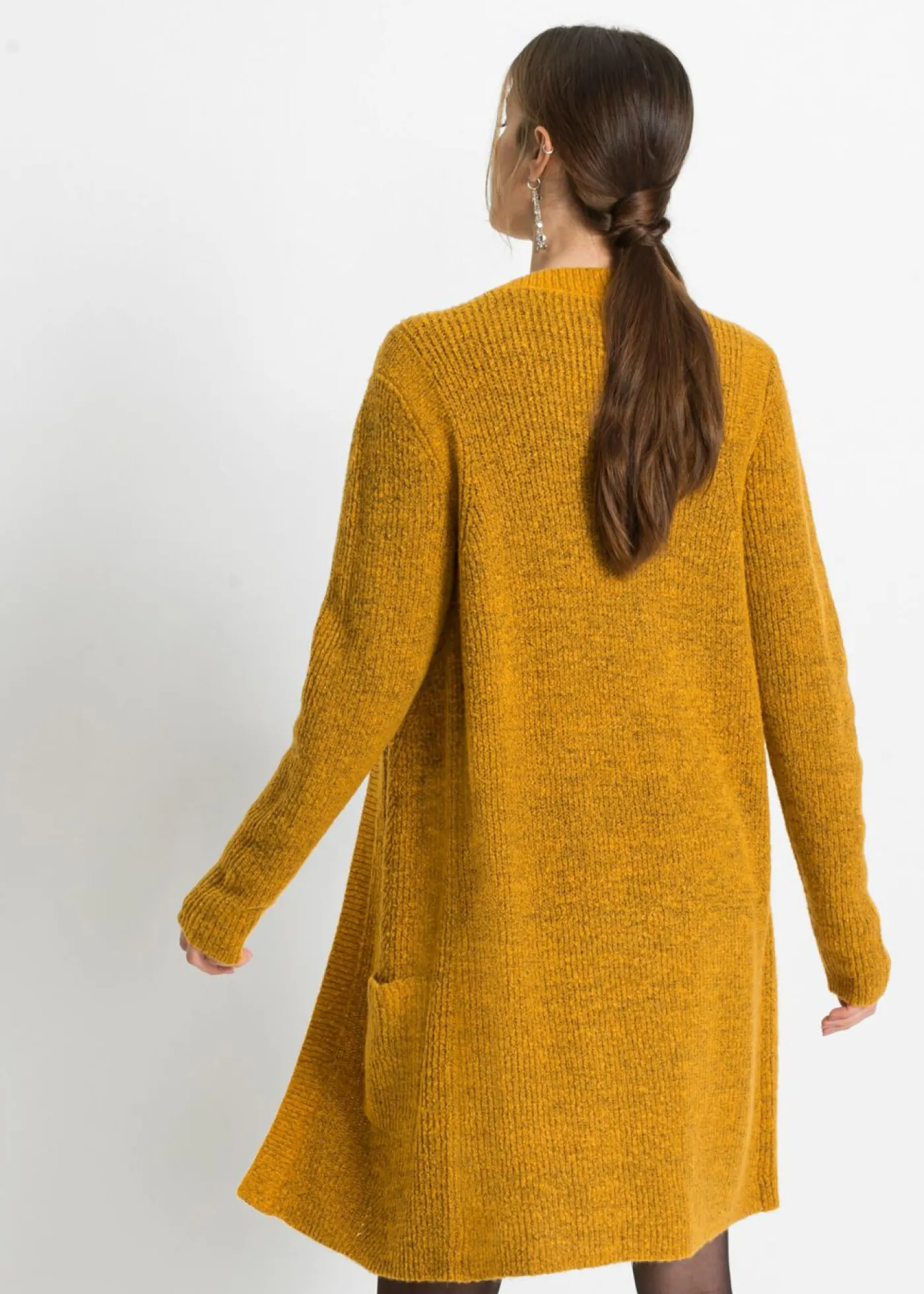 bonprix bonprix Chaqueta de punto larga Marrón miel jaspeado