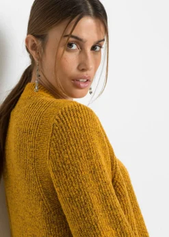 bonprix bonprix Chaqueta de punto larga Marrón miel jaspeado