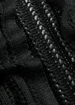 bonprix bonprix Chaqueta de punto larga con calados Negro Hot