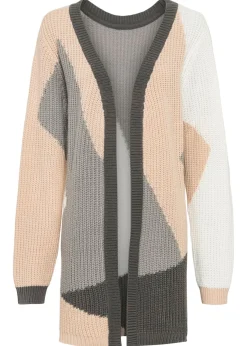 bonprix bonprix Chaqueta de punto oversize Beige/blanco lana/antracita/gris Best