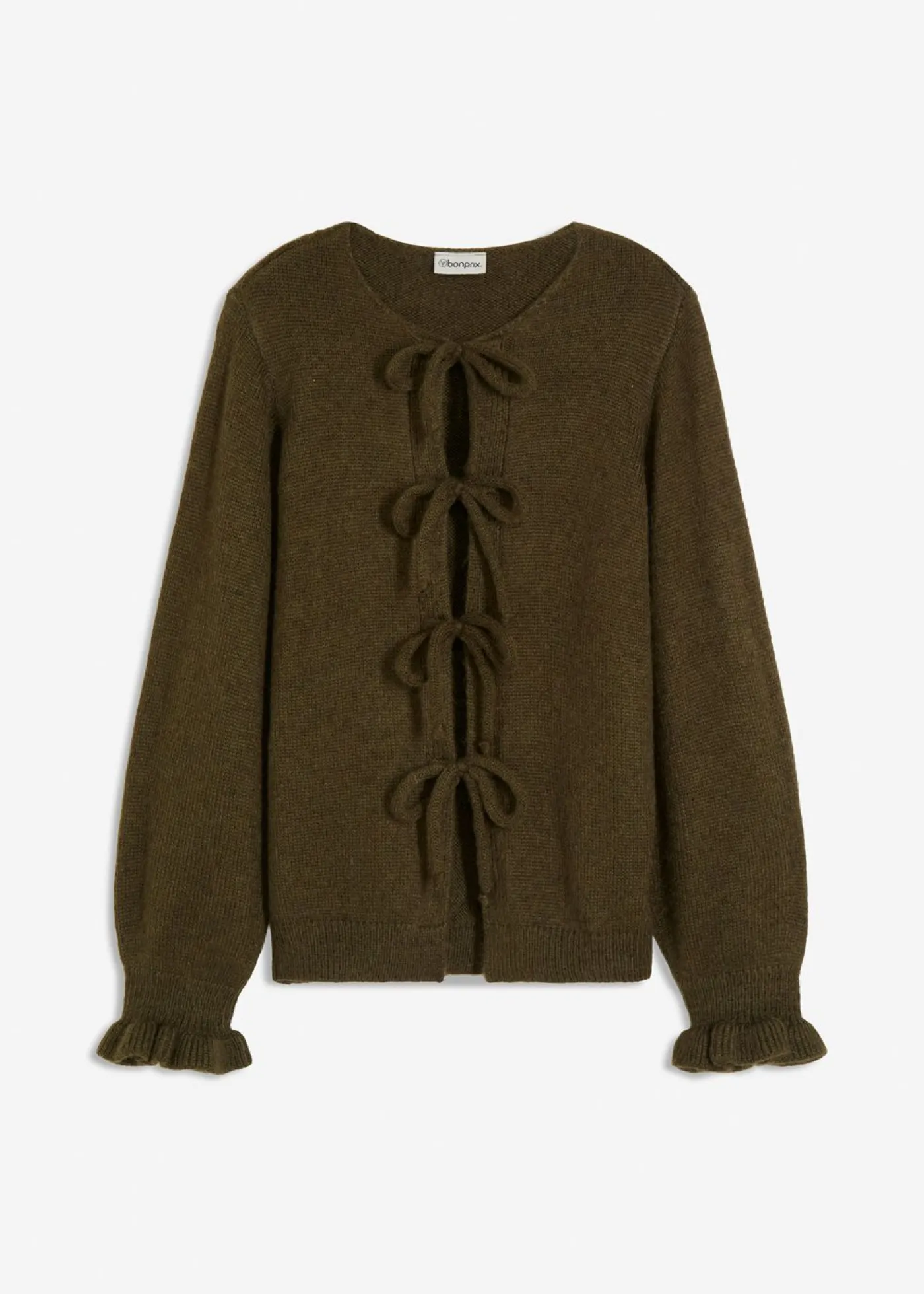 bonprix bonprix Chaqueta de punto oversize de suave mezcla de lana verde oliva oscuro/verde oliva mate moteado