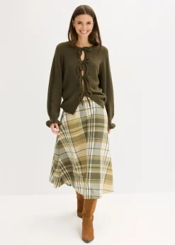 bonprix bonprix Chaqueta de punto oversize de suave mezcla de lana verde oliva oscuro/verde oliva mate moteado