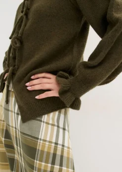 bonprix bonprix Chaqueta de punto oversize de suave mezcla de lana verde oliva oscuro/verde oliva mate moteado