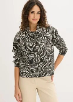 bonprix bonprix Chaqueta de sarga Arena-negro con estampado de cebra Best