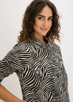bonprix bonprix Chaqueta de sarga Arena-negro con estampado de cebra Best