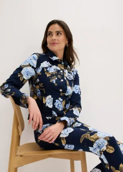 bonprix bonprix Chaqueta de sarga de algodón azul marino-azul-azul New