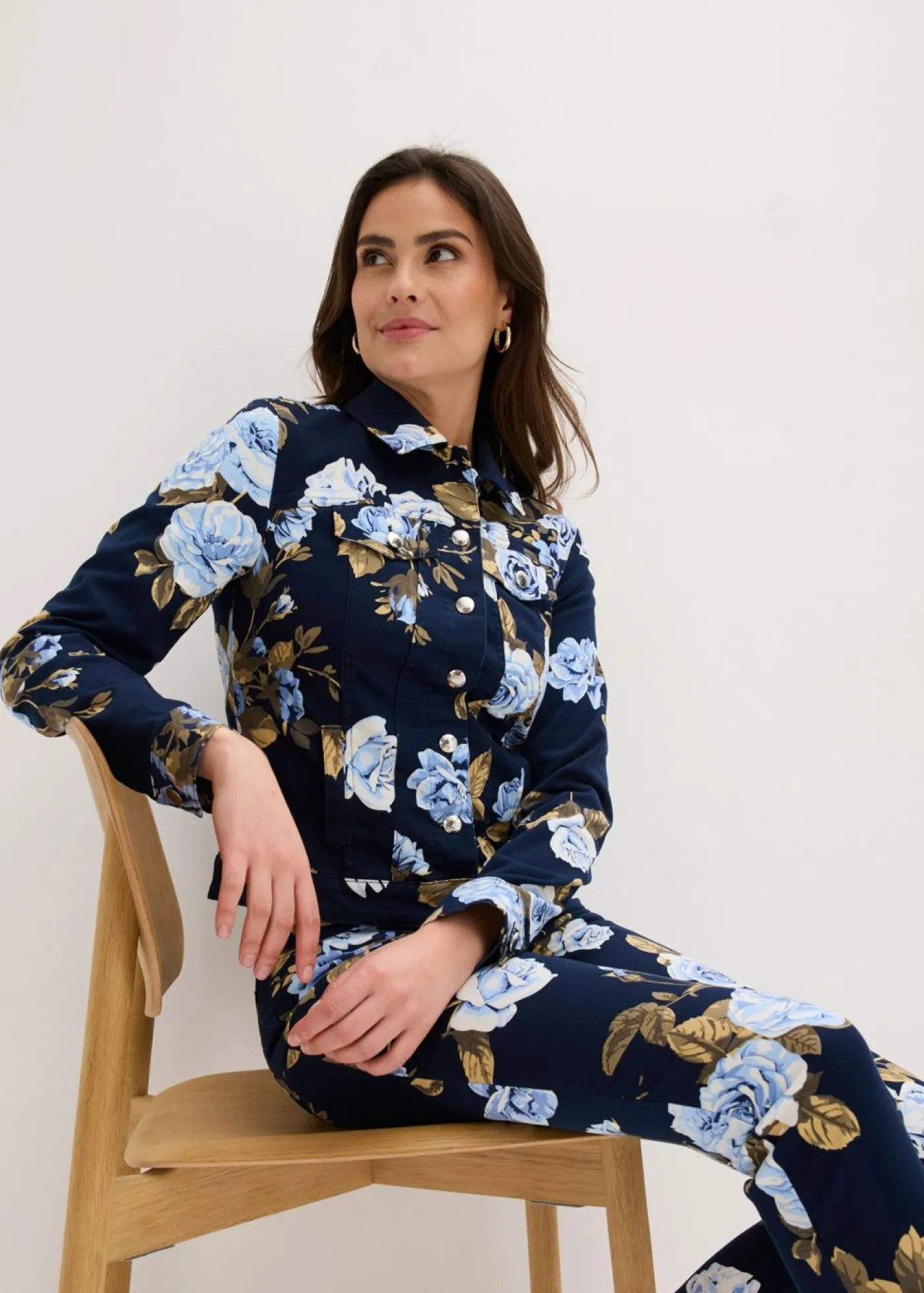 bonprix bonprix Chaqueta de sarga de algodón azul marino-azul-azul New
