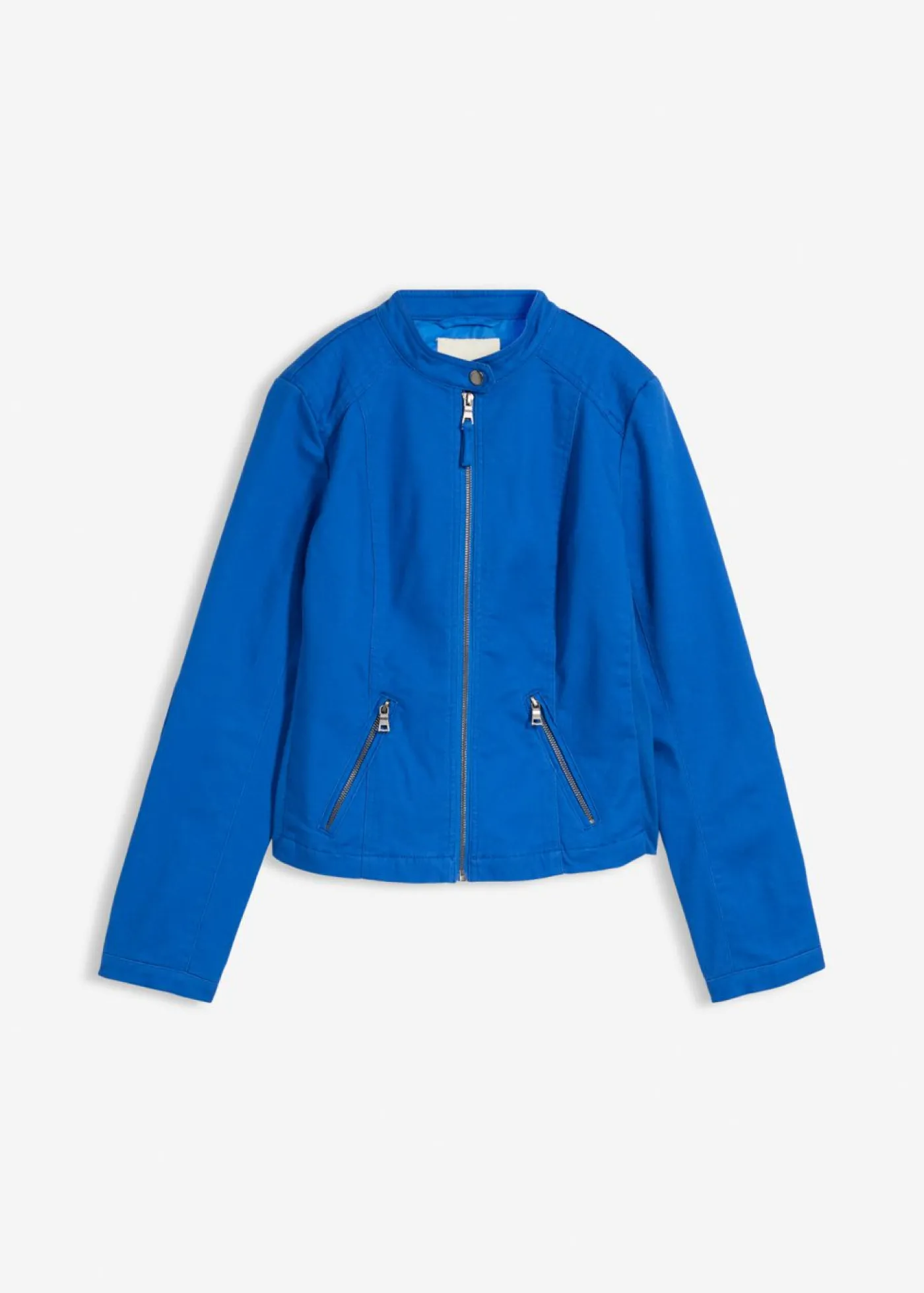 bonprix bonprix Chaqueta de sarga de algodón con insertos elásticos en los laterales Azul ártico Outlet