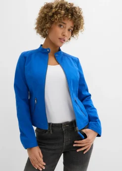 bonprix bonprix Chaqueta de sarga de algodón con insertos elásticos en los laterales Azul ártico Outlet
