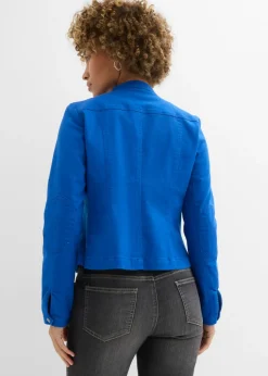 bonprix bonprix Chaqueta de sarga de algodón con insertos elásticos en los laterales Azul ártico Outlet
