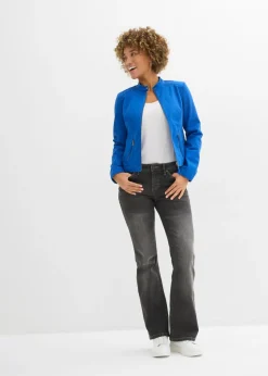 bonprix bonprix Chaqueta de sarga de algodón con insertos elásticos en los laterales Azul ártico Outlet