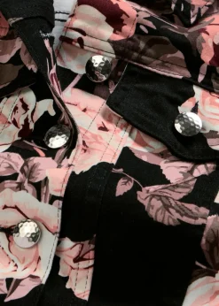 bonprix bonprix Chaqueta de sarga de algodón negro/rosa pálido/rosa pálido Discount