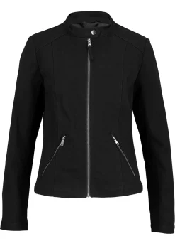 bonprix bonprix Chaqueta de sarga de algodón con insertos elásticos en los laterales Negro Sale