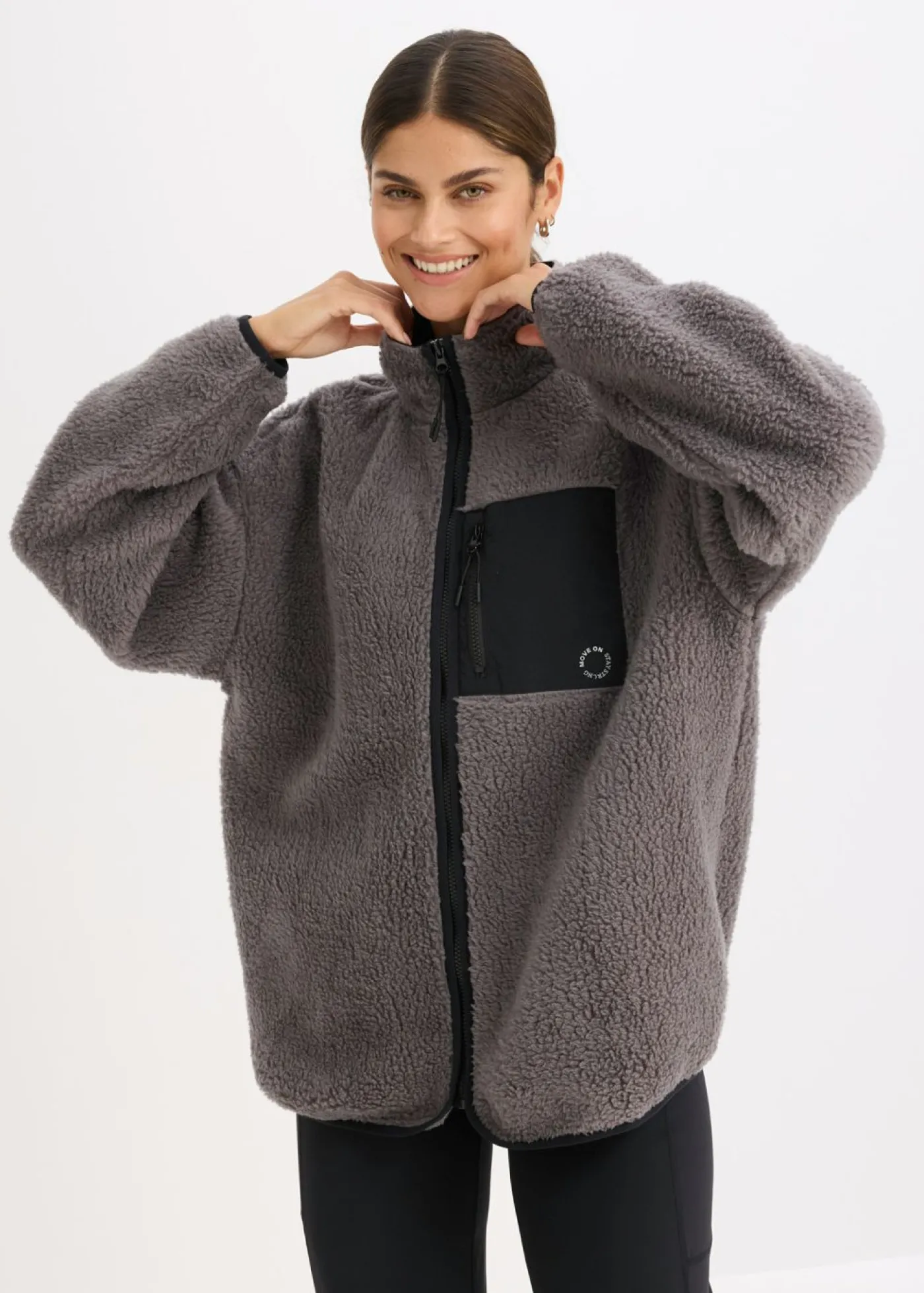 bonprix bonprix Chaqueta deportiva funcional con corte holgado Pizarra + negro Discount