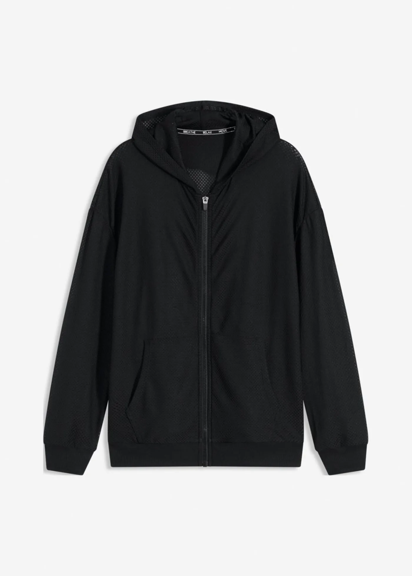 bonprix bonprix Chaqueta deportiva transparente de malla con corte holgado Negro