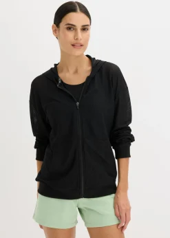 bonprix bonprix Chaqueta deportiva transparente de malla con corte holgado Negro