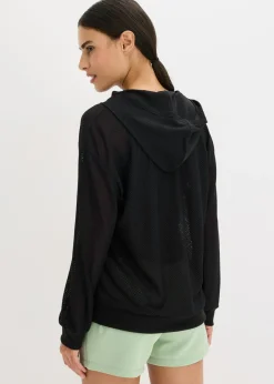 bonprix bonprix Chaqueta deportiva transparente de malla con corte holgado Negro
