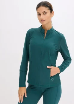 bonprix bonprix Chaqueta deportiva térmica con media cremallera y material de secado rápido Verde petróleo Sale