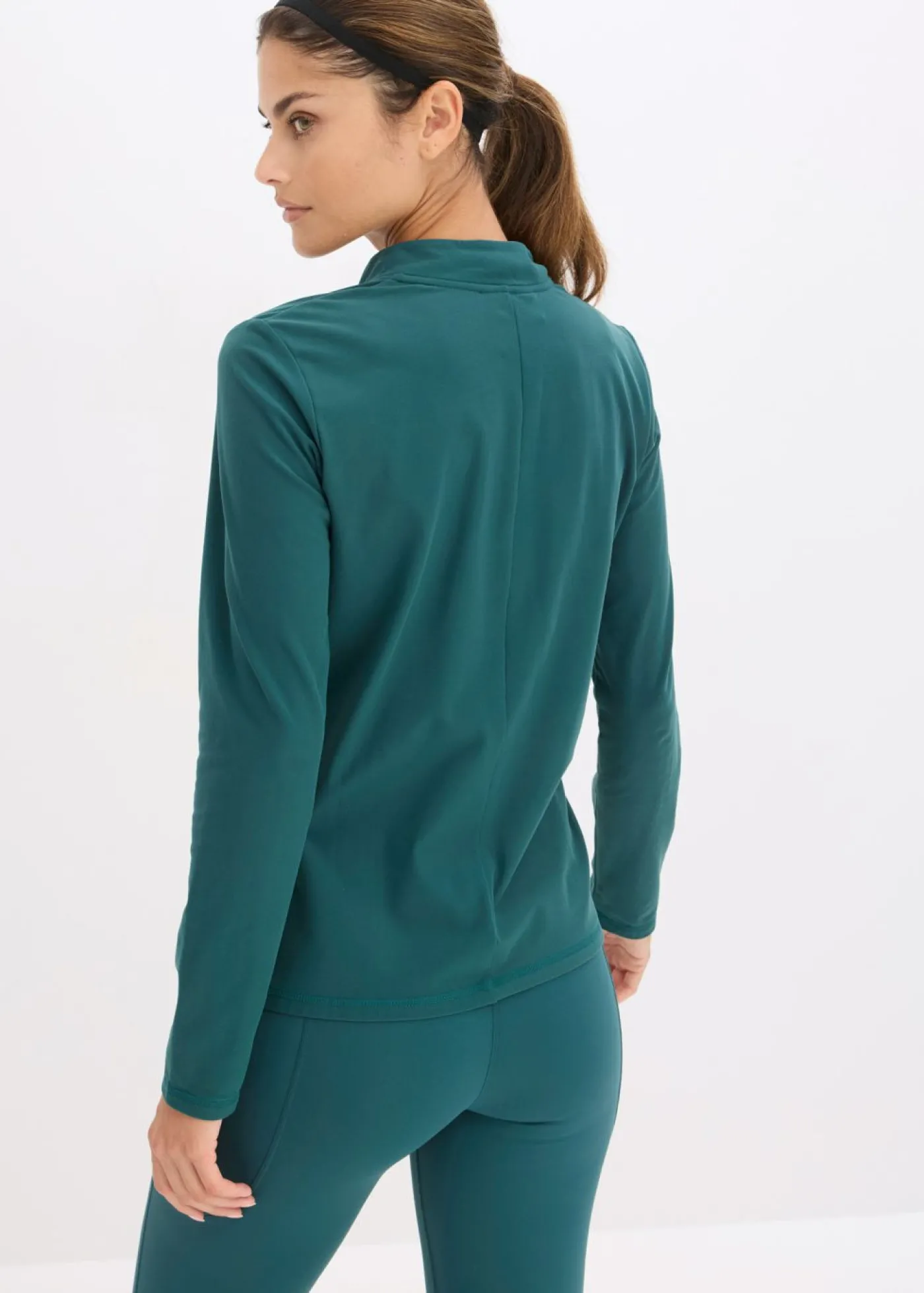 bonprix bonprix Chaqueta deportiva térmica con media cremallera y material de secado rápido Verde petróleo Sale