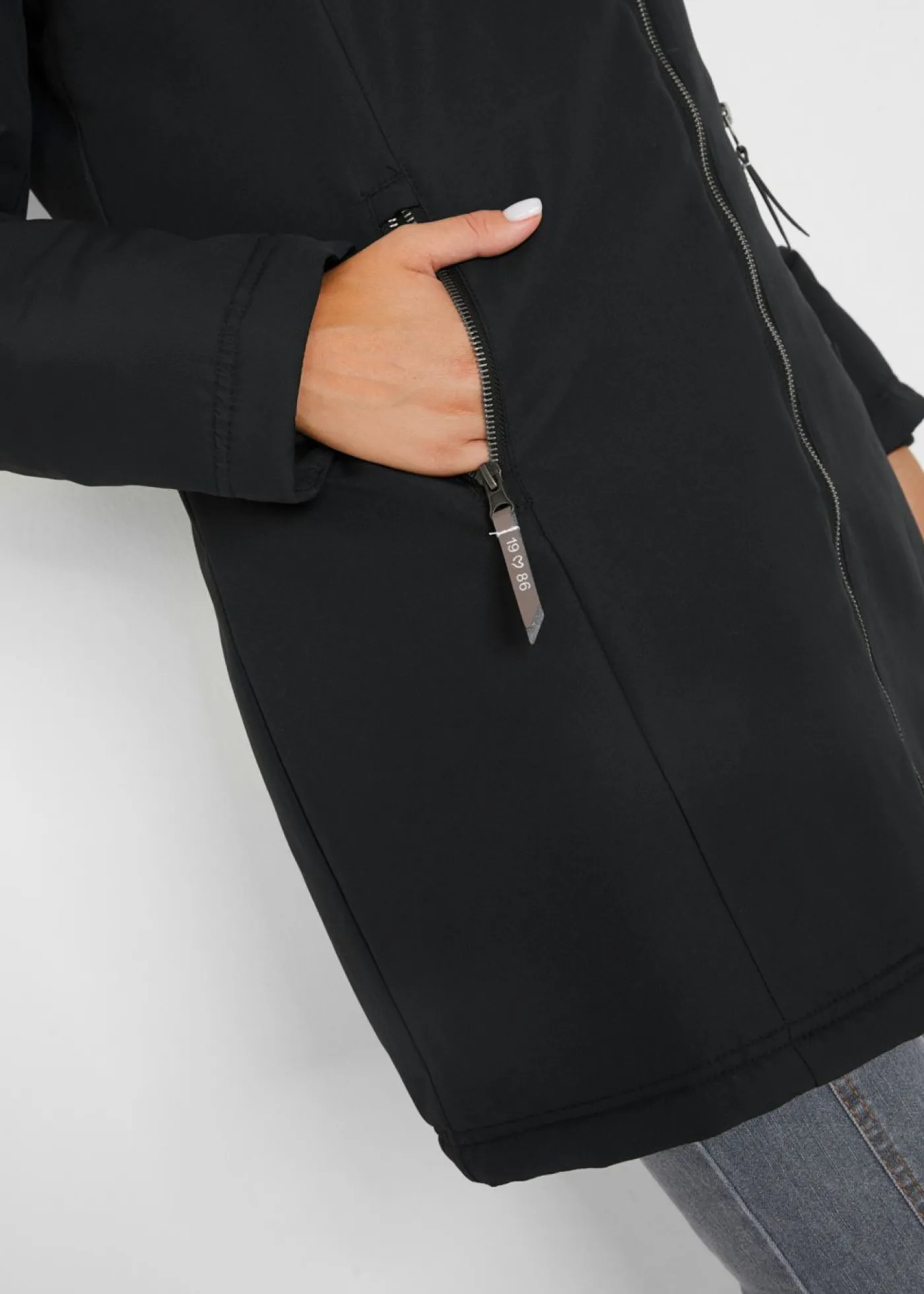 bonprix bonprix Chaqueta forrada con pelo Negro Discount