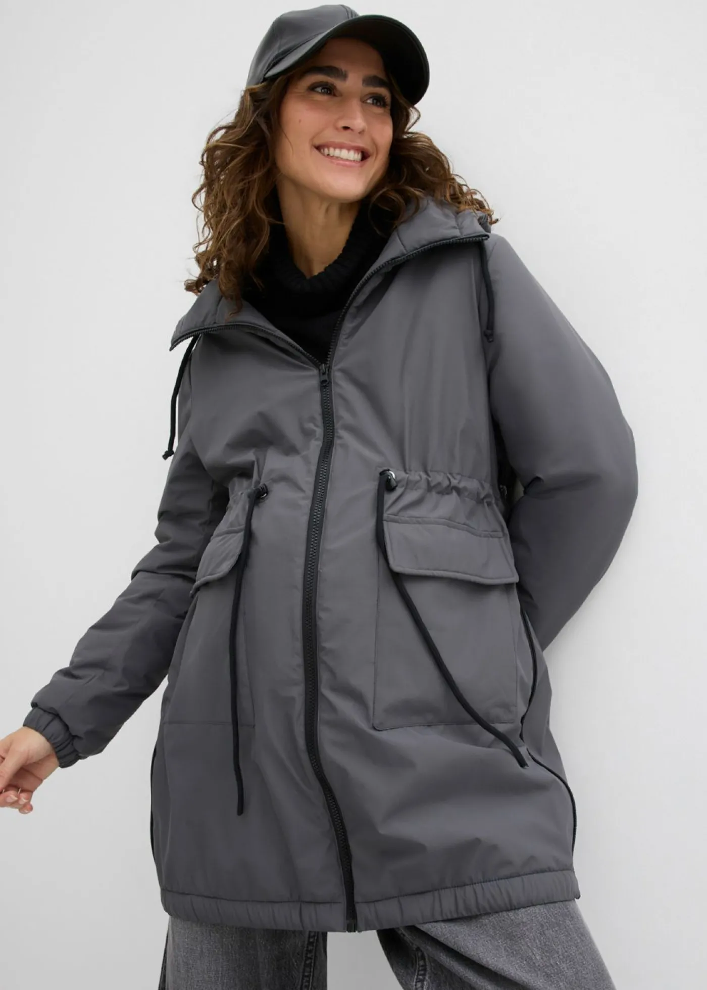 bonprix bonprix Chaqueta forrada para durante y después del embarazo gris oscuro-negro Best