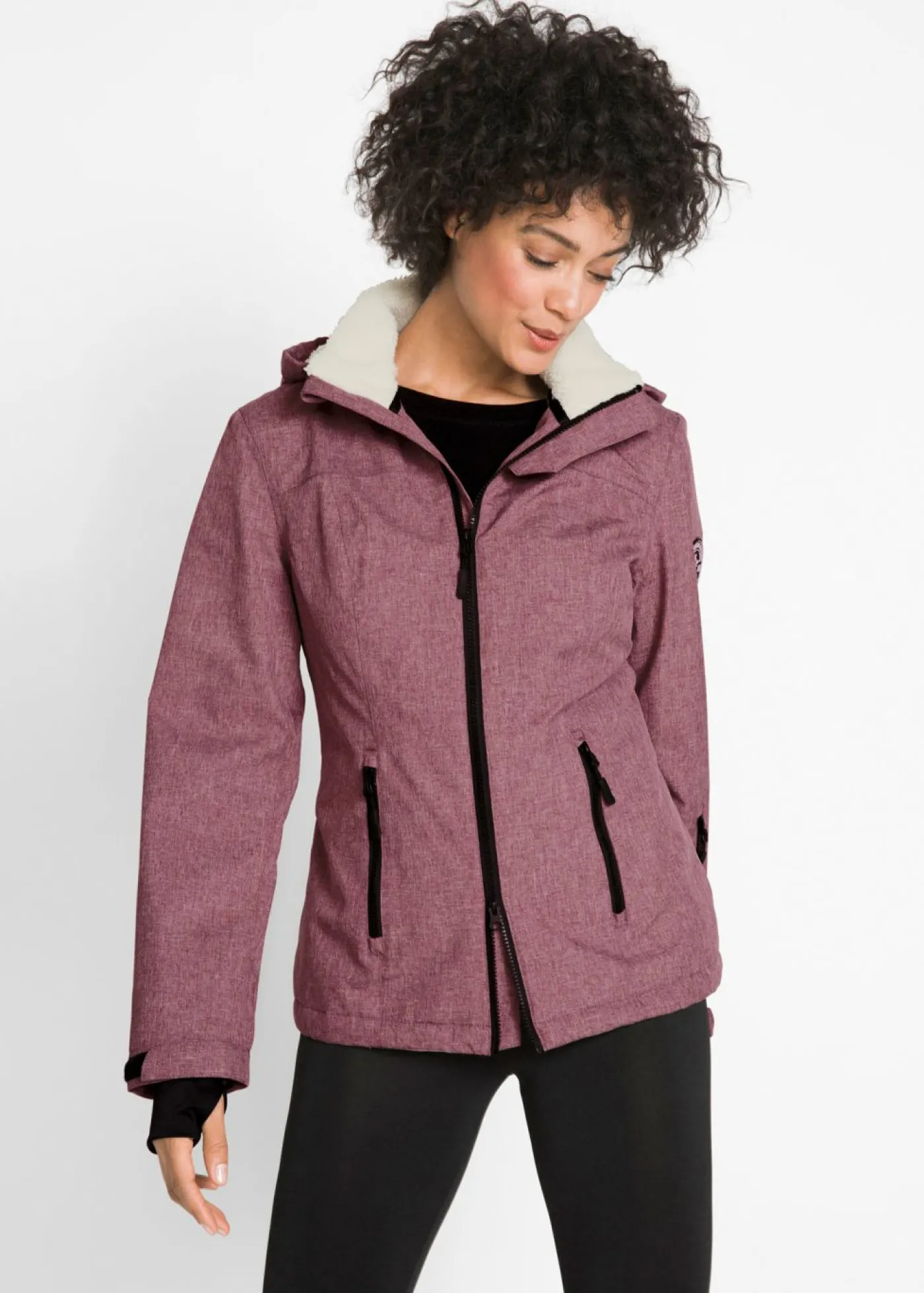 bonprix bonprix Chaqueta funcional con forro polar Burdeos moteado New
