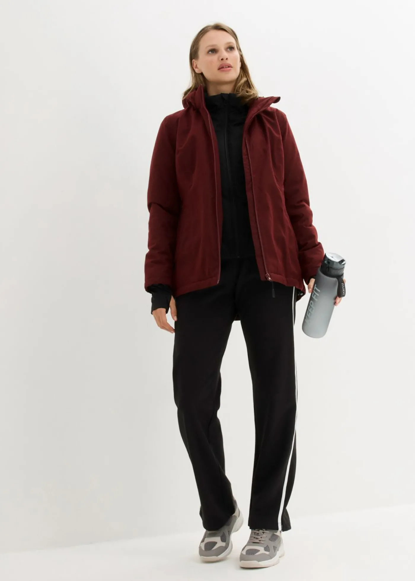 bonprix bonprix Chaqueta funcional, impermeable, efecto 2 en 1 rojo castaño Discount