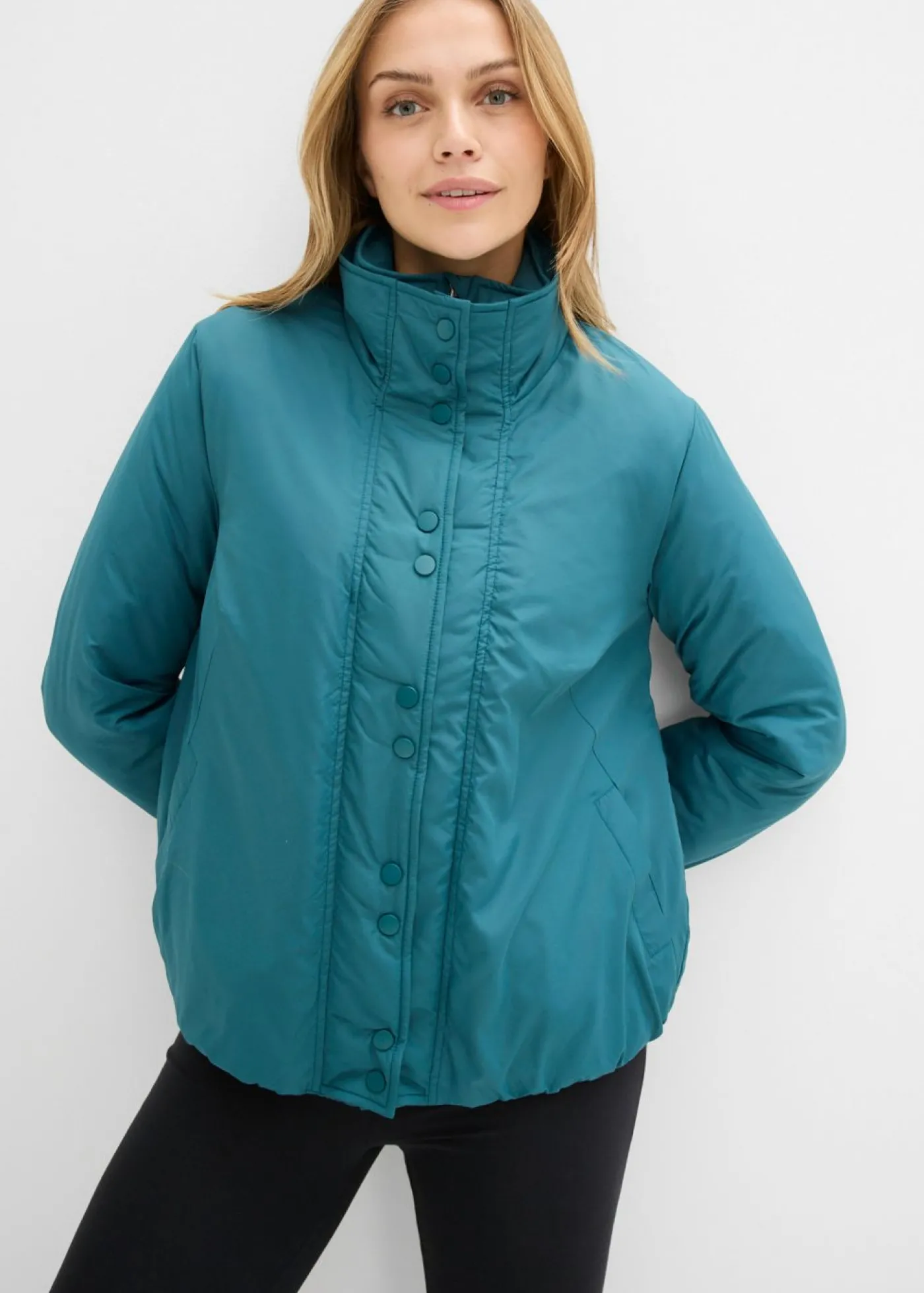 bonprix bonprix Chaqueta funcional impermeable con aspecto 2 en 1 verde pimiento Discount