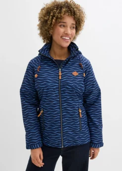 bonprix bonprix Chaqueta funcional impermeable Azul marino/azul provenzal con estampado gráfico Hot