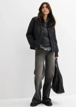 bonprix bonprix Chaqueta funcional impermeable con aspecto 2 en 1 Negro Outlet