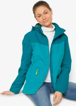 bonprix bonprix Chaqueta funcional impermeable con capucha turquesa Online