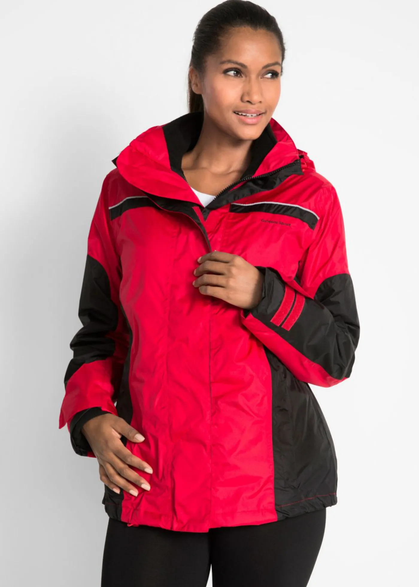 bonprix bonprix Chaqueta funcional impermeable Rojo-negro Hot