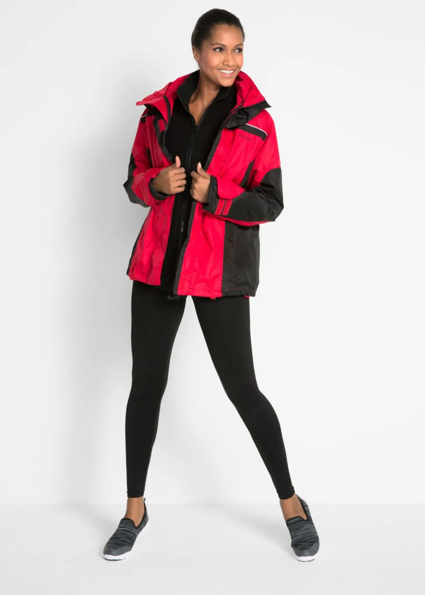 bonprix bonprix Chaqueta funcional impermeable Rojo-negro Hot