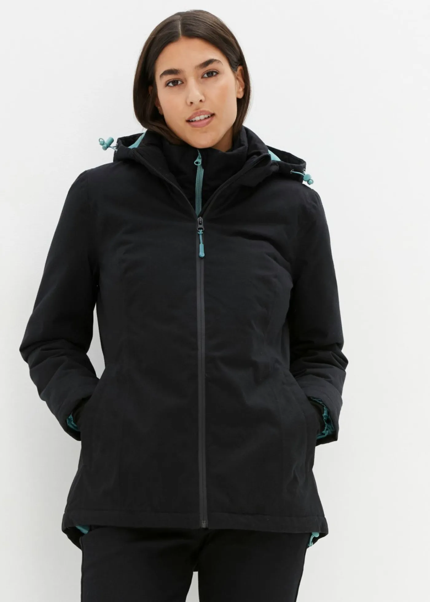 bonprix bonprix Chaqueta funcional, impermeable, efecto 2 en 1 Negro New
