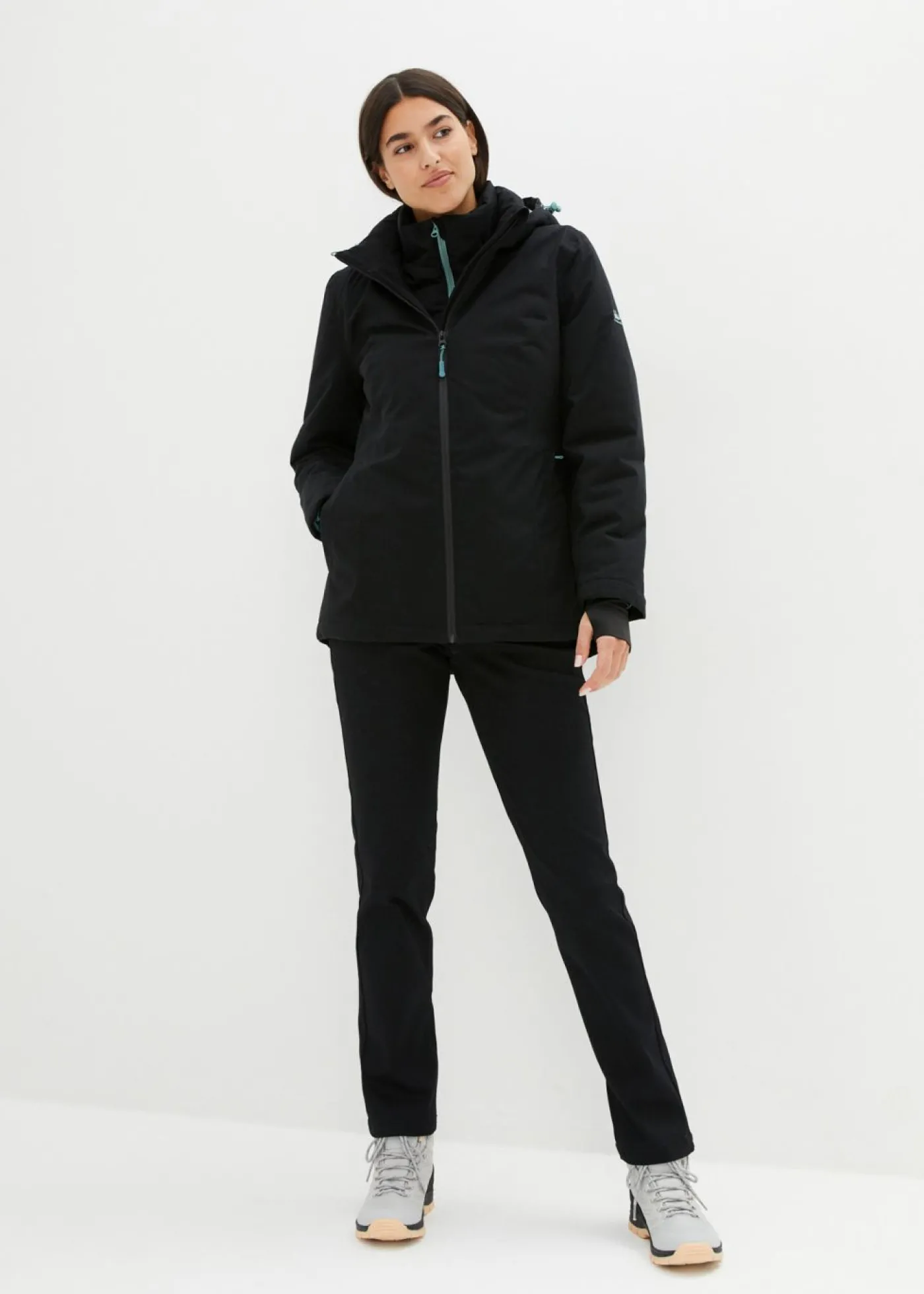 bonprix bonprix Chaqueta funcional, impermeable, efecto 2 en 1 Negro New