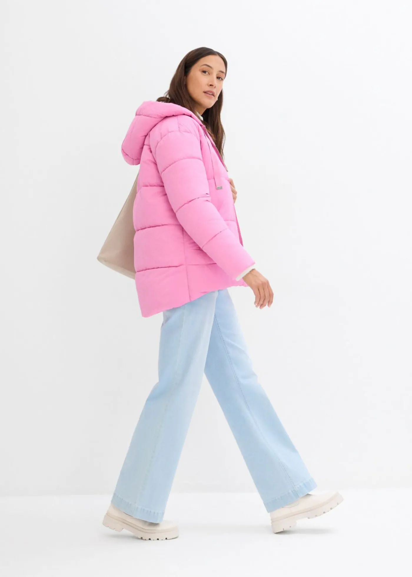 bonprix bonprix Chaqueta guateada con corte holgado Rosa fucsia Hot