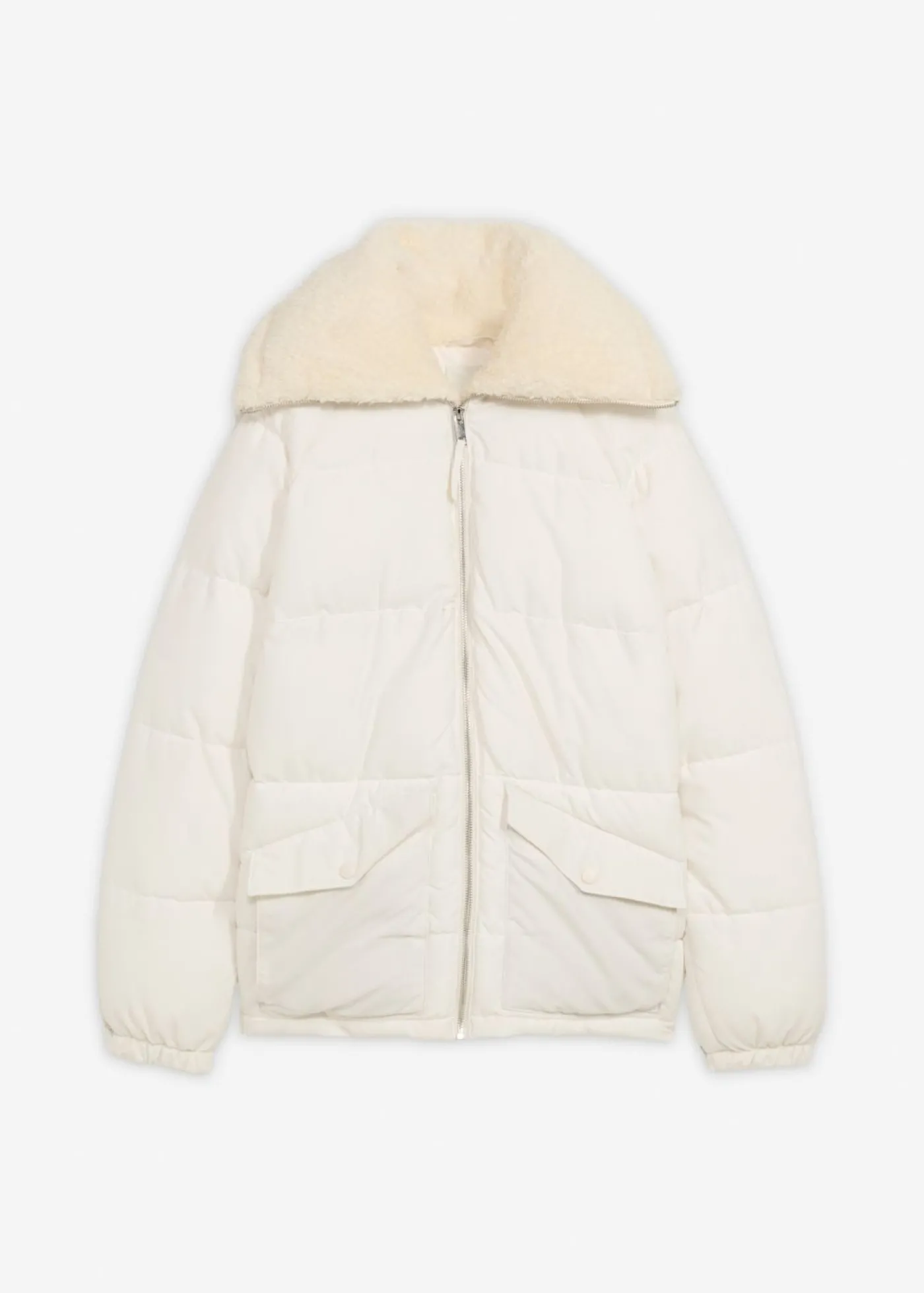 bonprix bonprix Chaqueta guateada con cuello de pelo blanco perla Best
