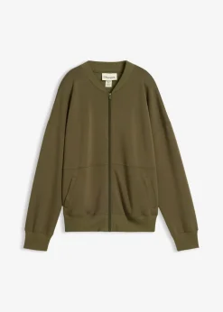 bonprix bonprix Chaqueta holgada de chándal de neopreno Verde oliva oscuro
