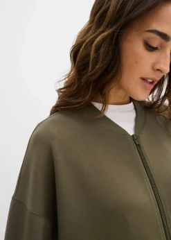 bonprix bonprix Chaqueta holgada de chándal de neopreno Verde oliva oscuro