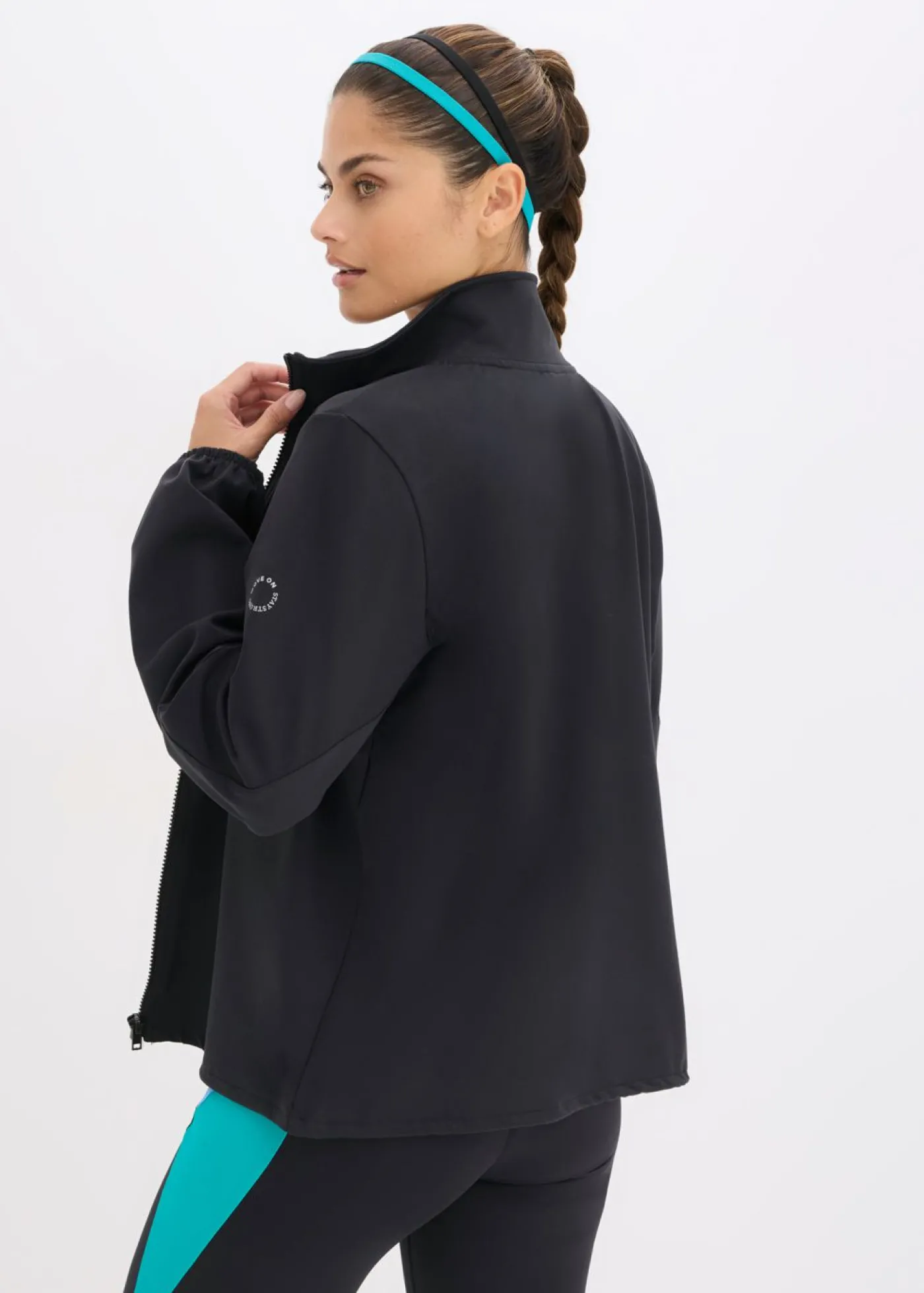 bonprix bonprix Chaqueta holgada de chándal de algodón resistente Gris-negro Best