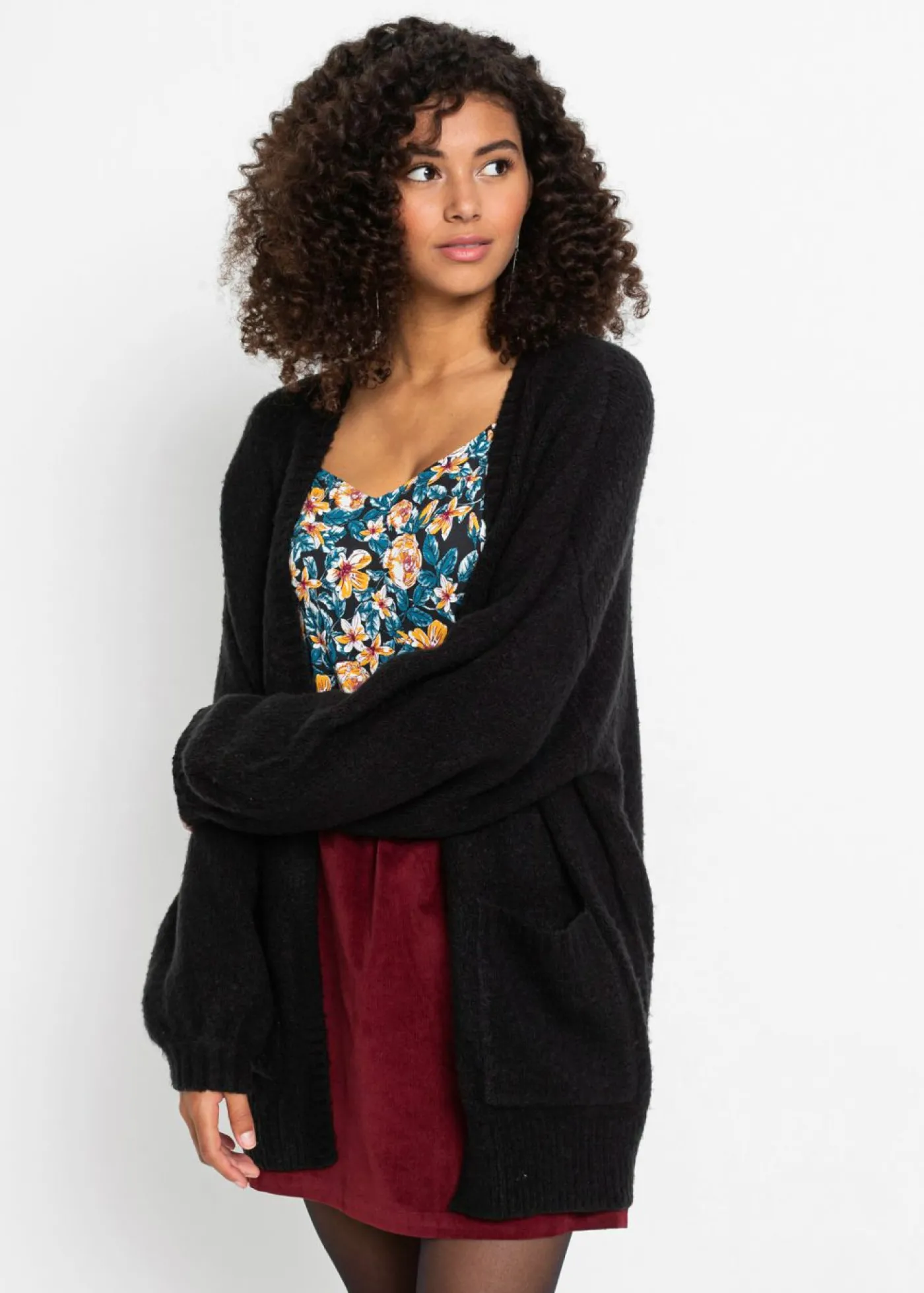 bonprix bonprix Chaqueta holgada de punto Negro New