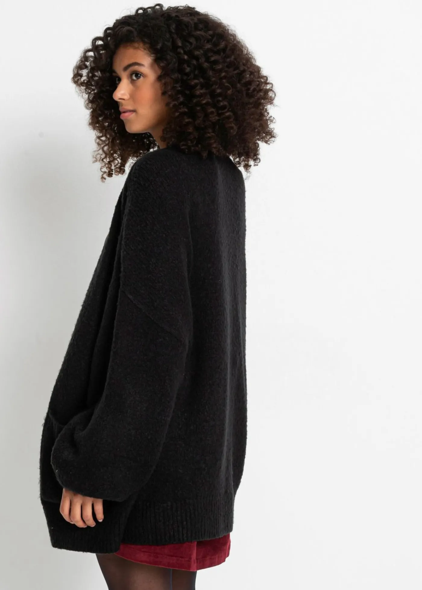 bonprix bonprix Chaqueta holgada de punto Negro New