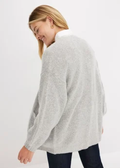 bonprix bonprix Chaqueta holgada de punto Gris claro moteado