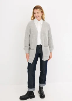 bonprix bonprix Chaqueta holgada de punto Gris claro moteado