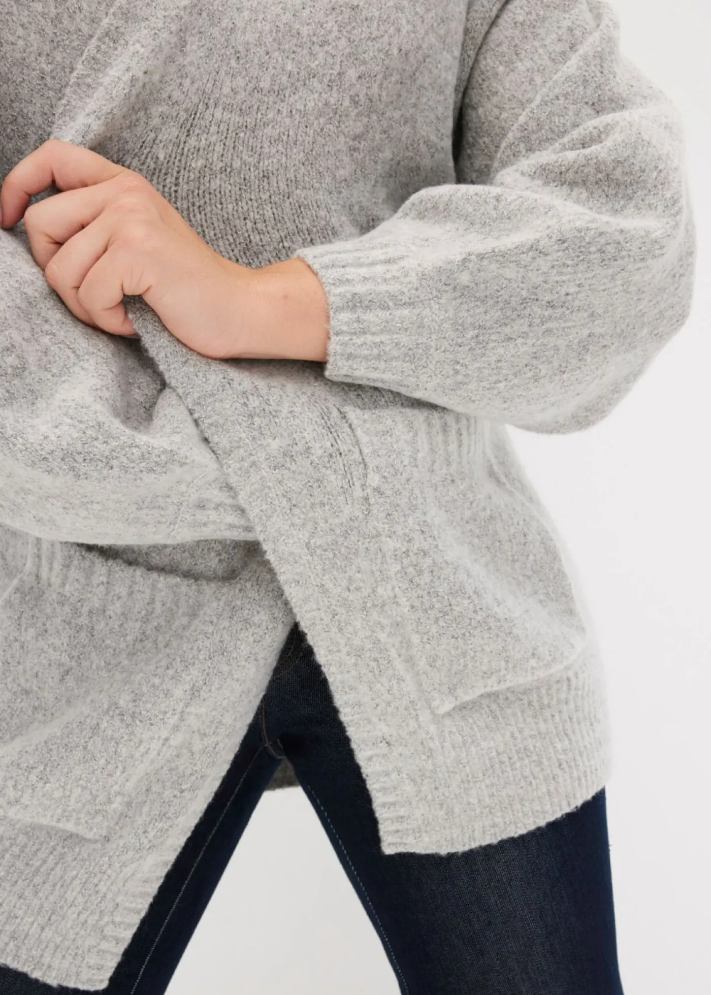 bonprix bonprix Chaqueta holgada de punto Gris claro moteado