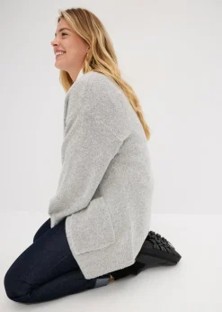 bonprix bonprix Chaqueta holgada de punto Gris claro moteado