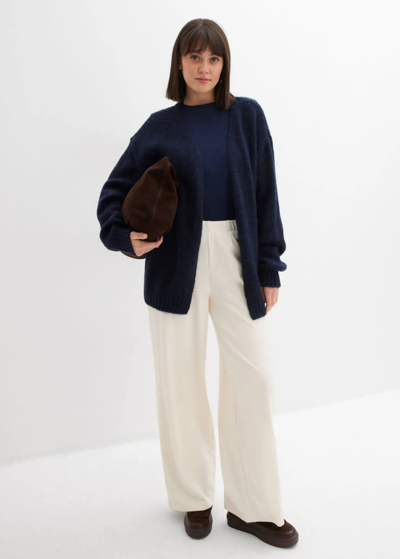 bonprix bonprix Chaqueta holgada de punto grueso Azul marino Sale