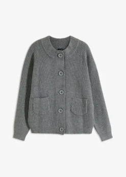 bonprix bonprix Chaqueta holgada de punto gris jaspeado moteado Online
