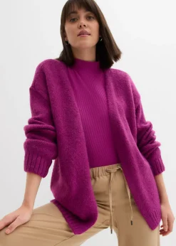 bonprix bonprix Chaqueta holgada de punto grueso Fucsia oscuro Clearance