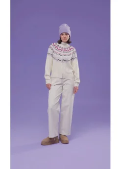 bonprix bonprix Chaqueta holgada de punto con patrón nórdico blanco perla Online